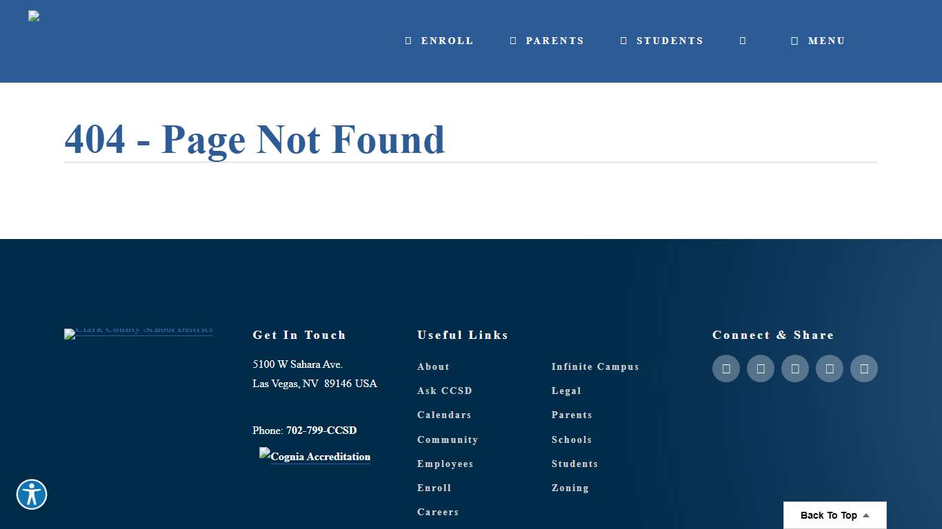 404 - Page Not Found - Clark County School District