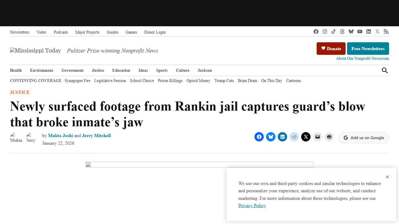 Video shows Rankin guard’s jaw-breaking blow to inmate - Mississippi Today
